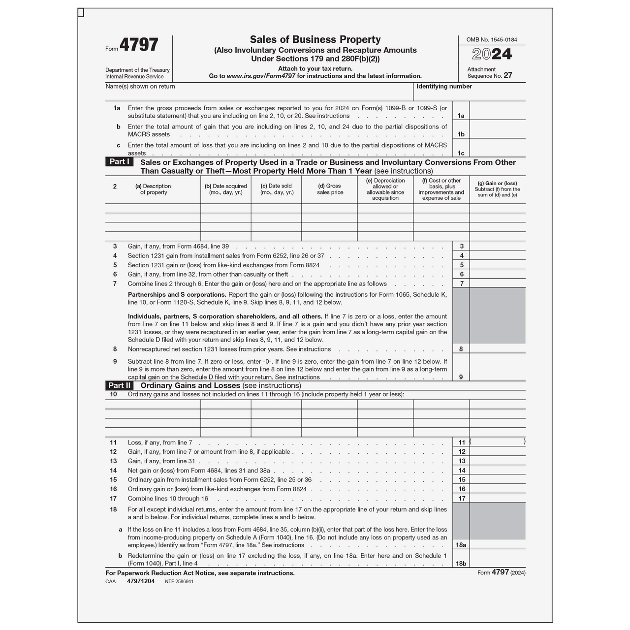 What Is Irs Form 4797