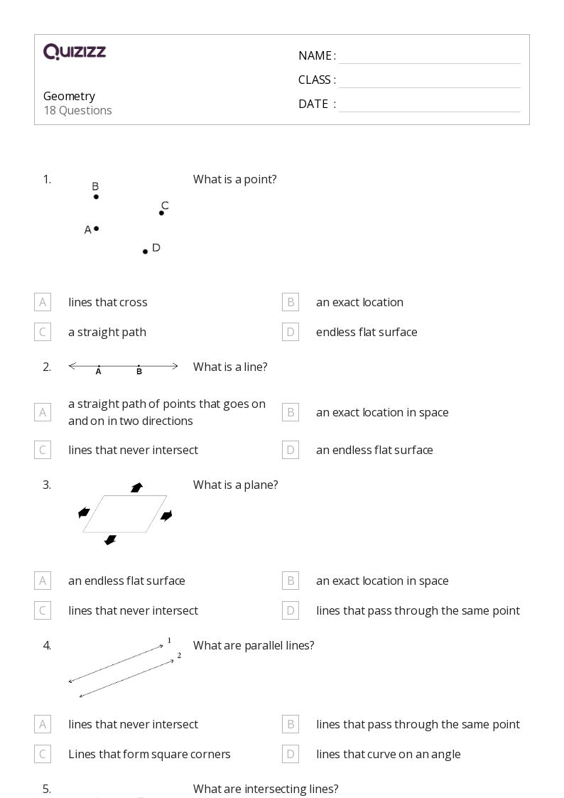 4th Grade Printable Worksheets Geometry