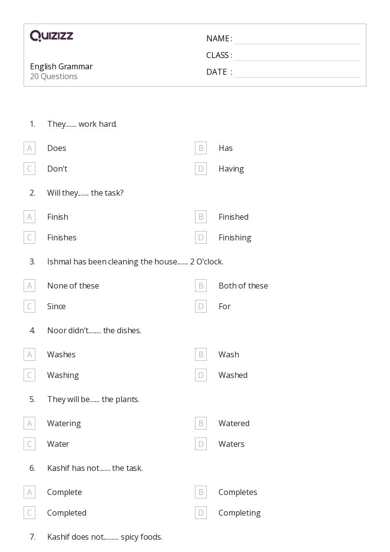 50 Grammar Worksheets For 8th Class On Quizizz Free amp Printable
