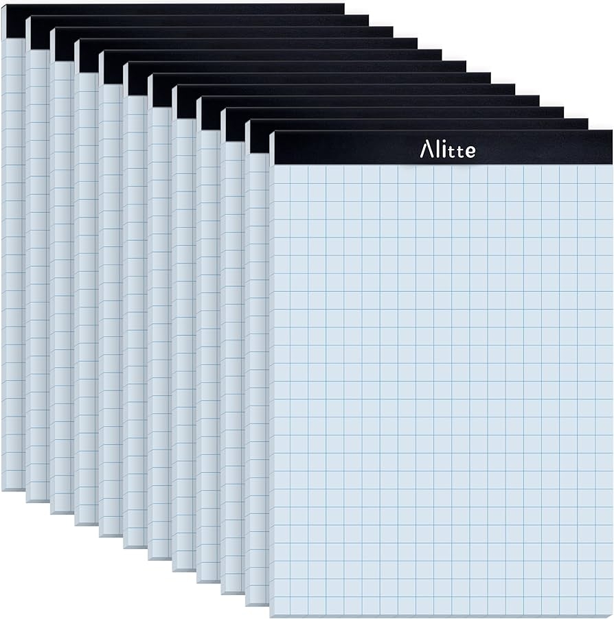 Alitte Graph Paper Pad Pack Of 12 White Letter Size 2x2 Quad 