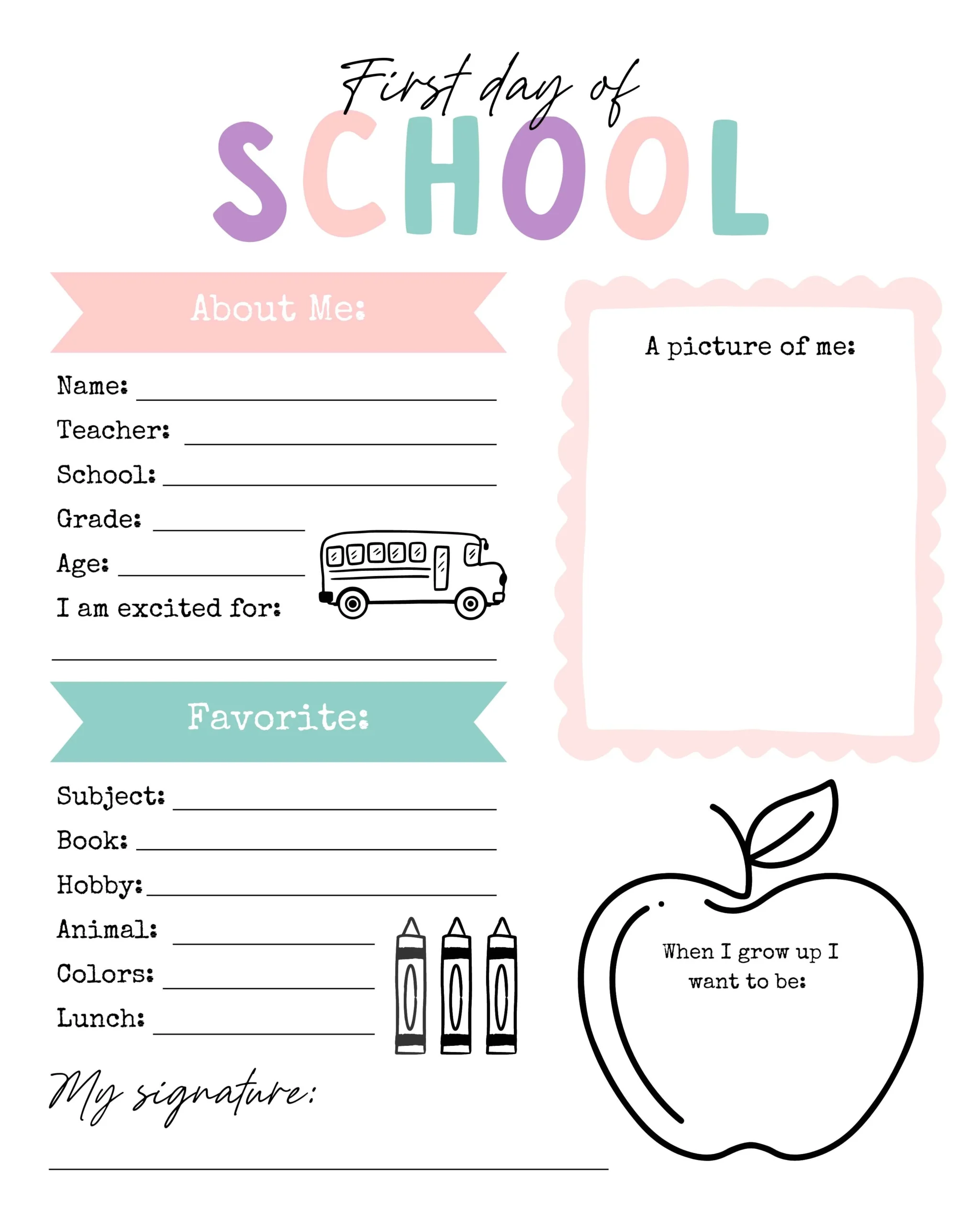 Back To School Printable For Kids