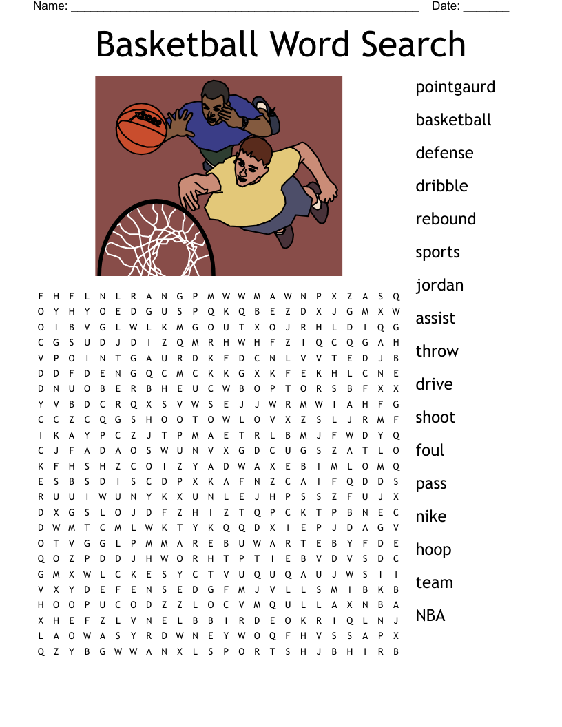 Free Printable Basketball Word Search Puzzles