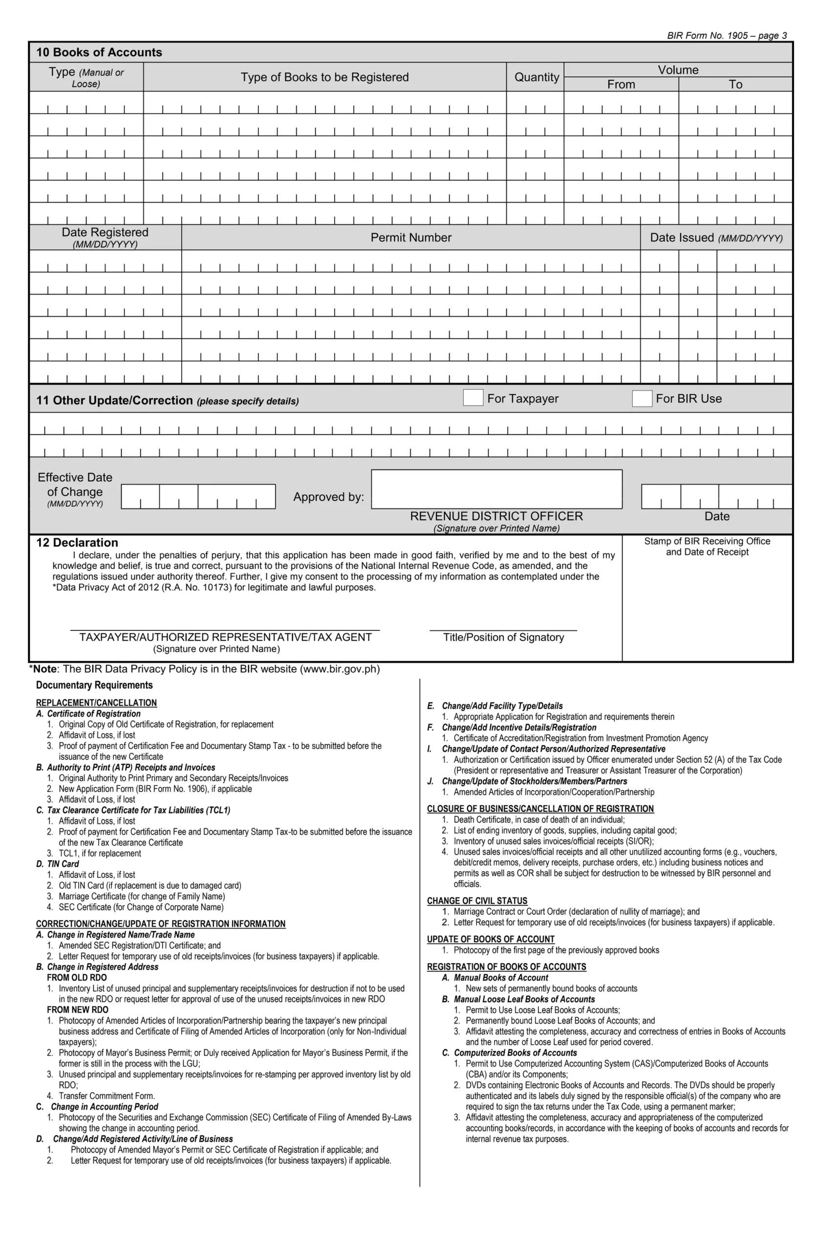 Bir Forms 1905 Download
