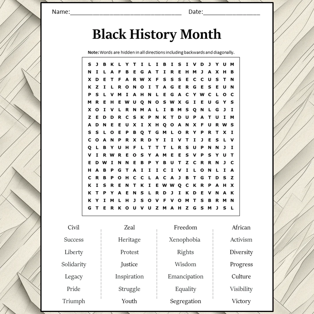 Black History Month Puzzle Printable