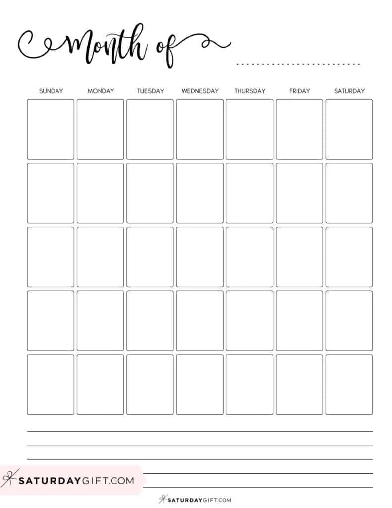 Blanke Printable Calendar