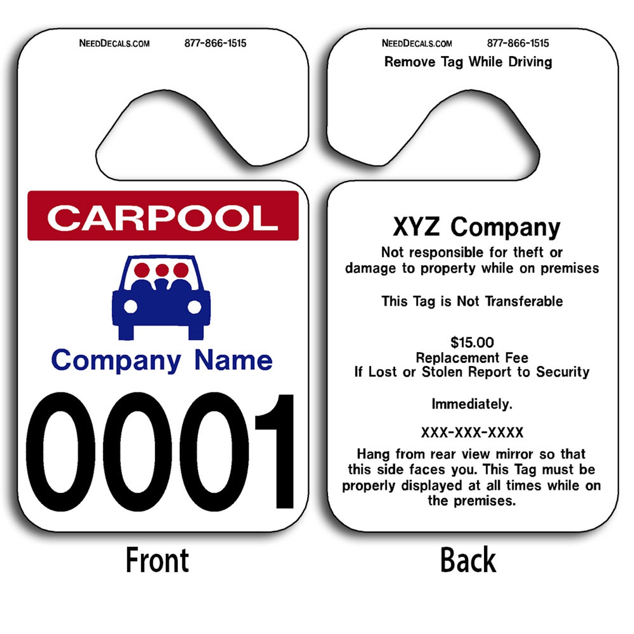 Car Rider Hang Tags 50 3 10 To 2 500 0 42 Free Numbering 