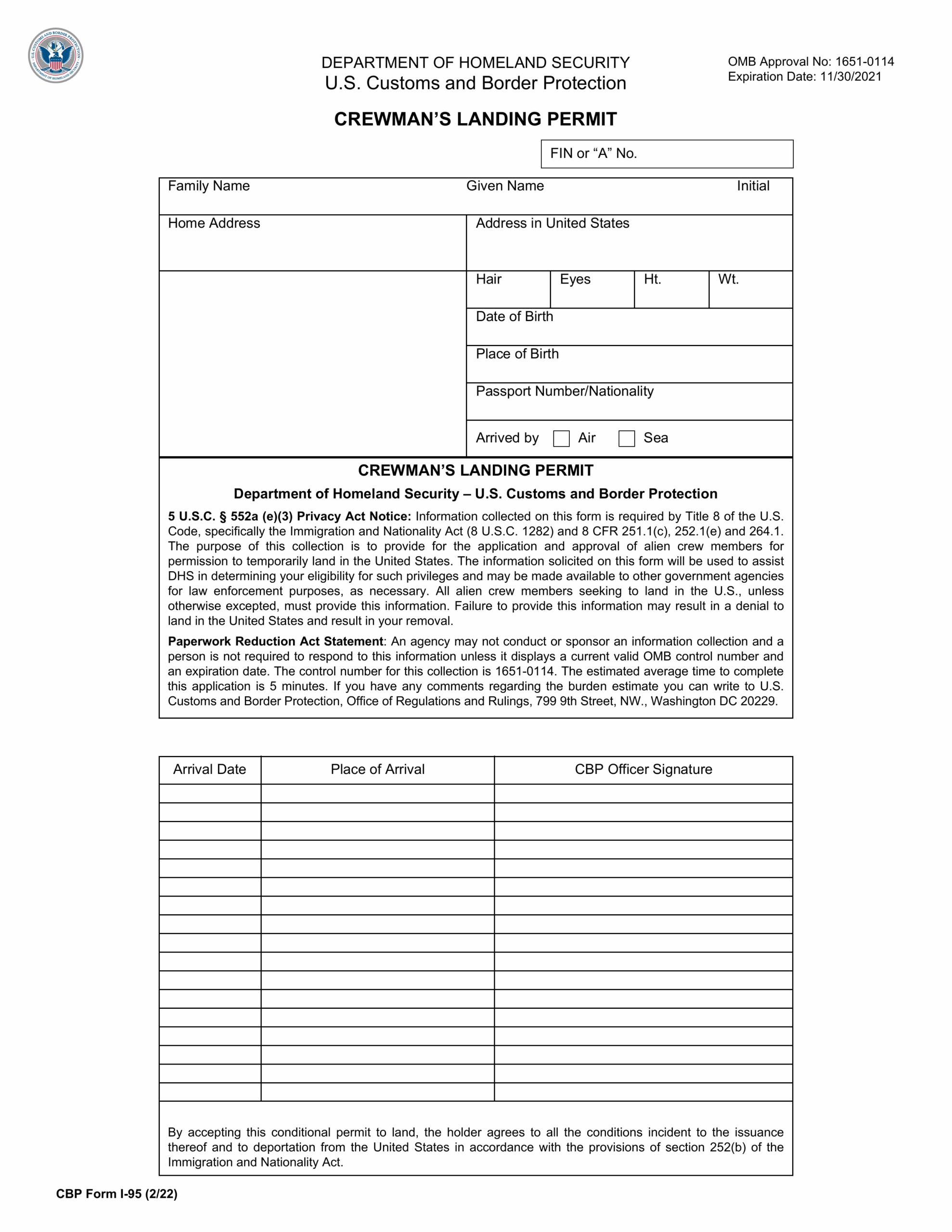 Irs Form I-94