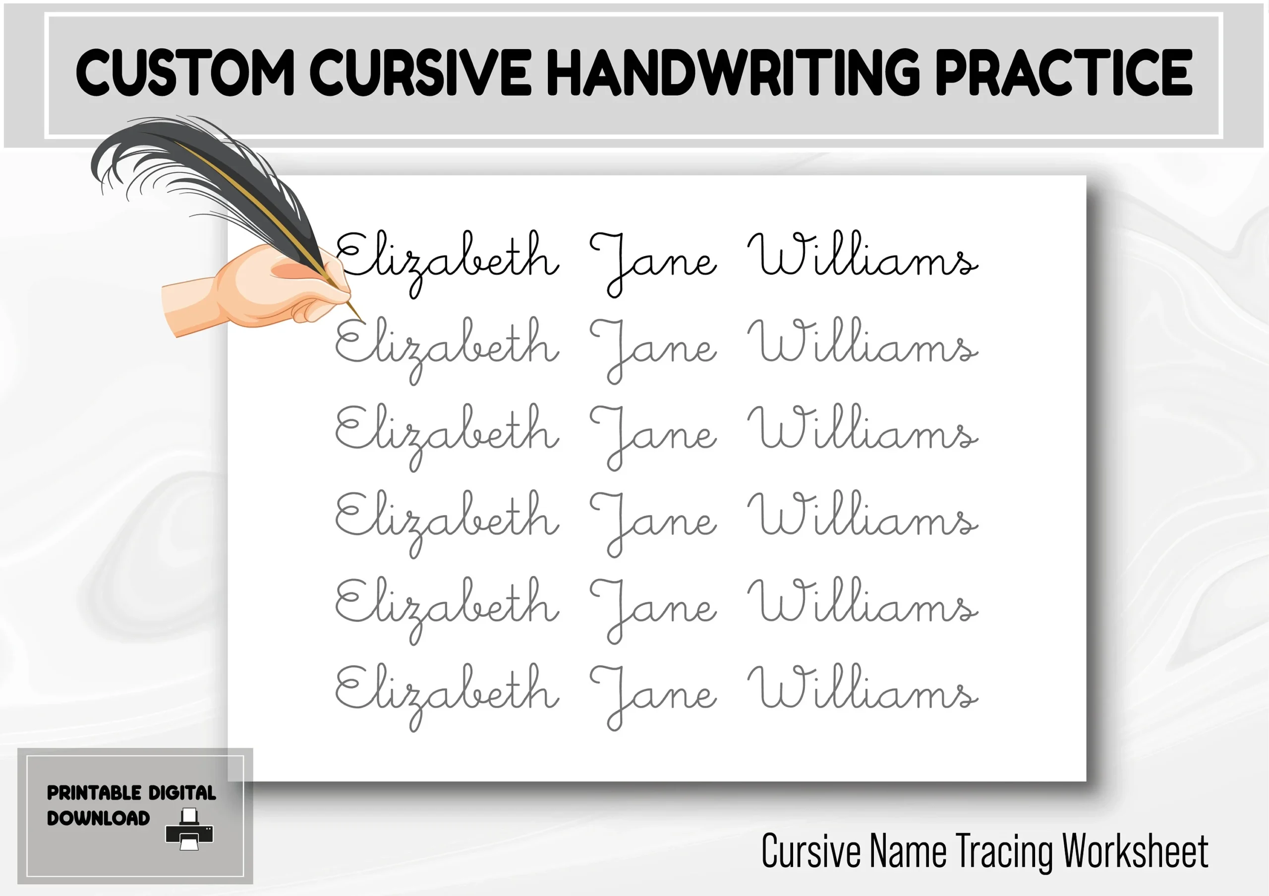 Custom Cursive Name Tracing Worksheet Handwriting Practice 