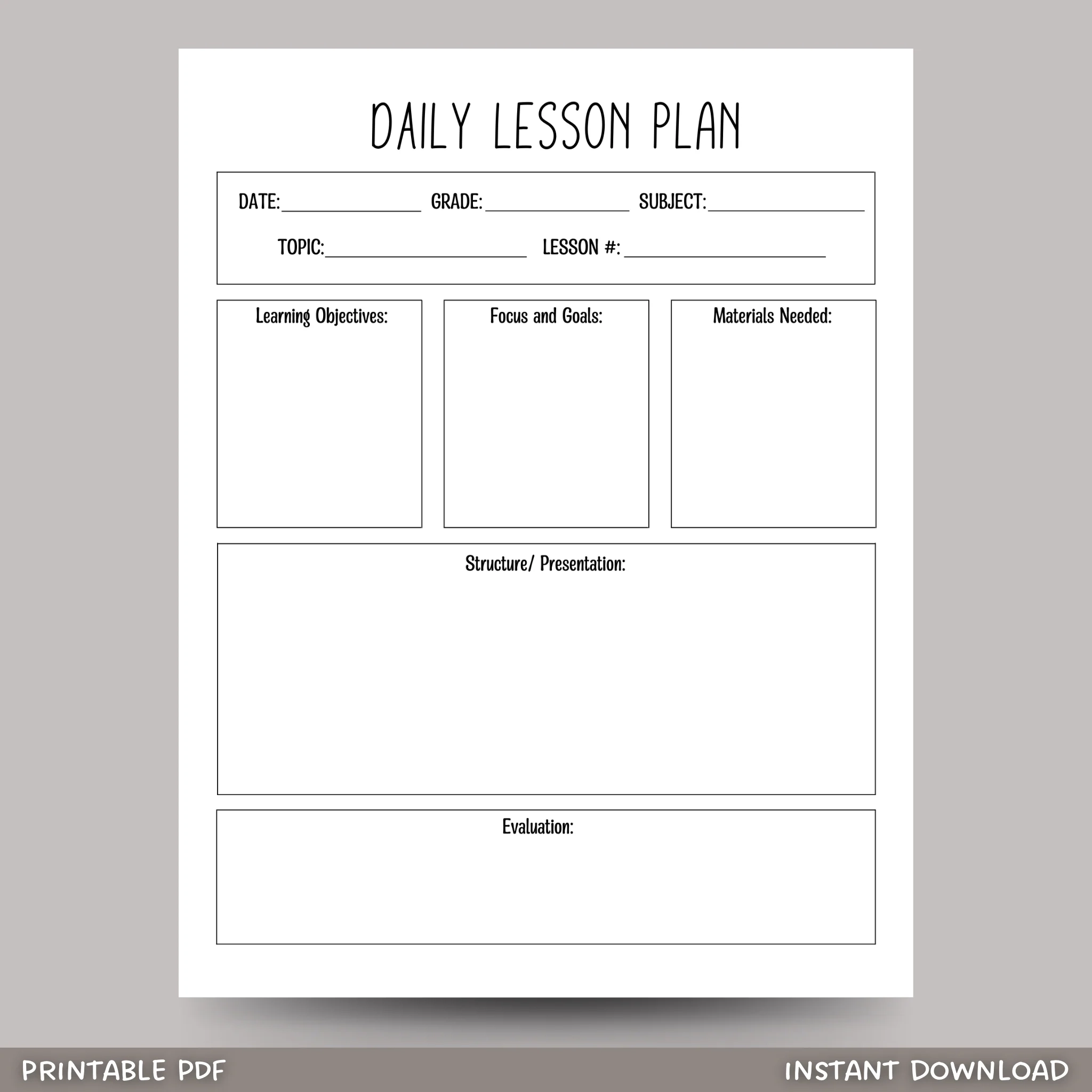 Lesson Plan Template Printable