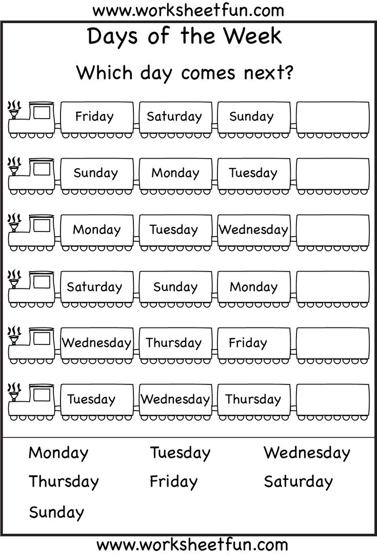 Days Of The Week Printable Worksheets