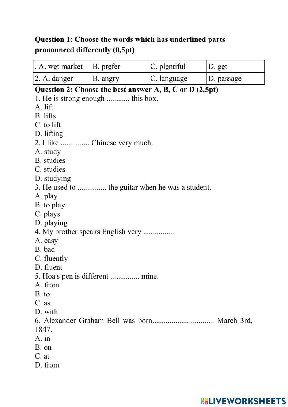 Free Printable Grammar Worksheets For Grade 8
