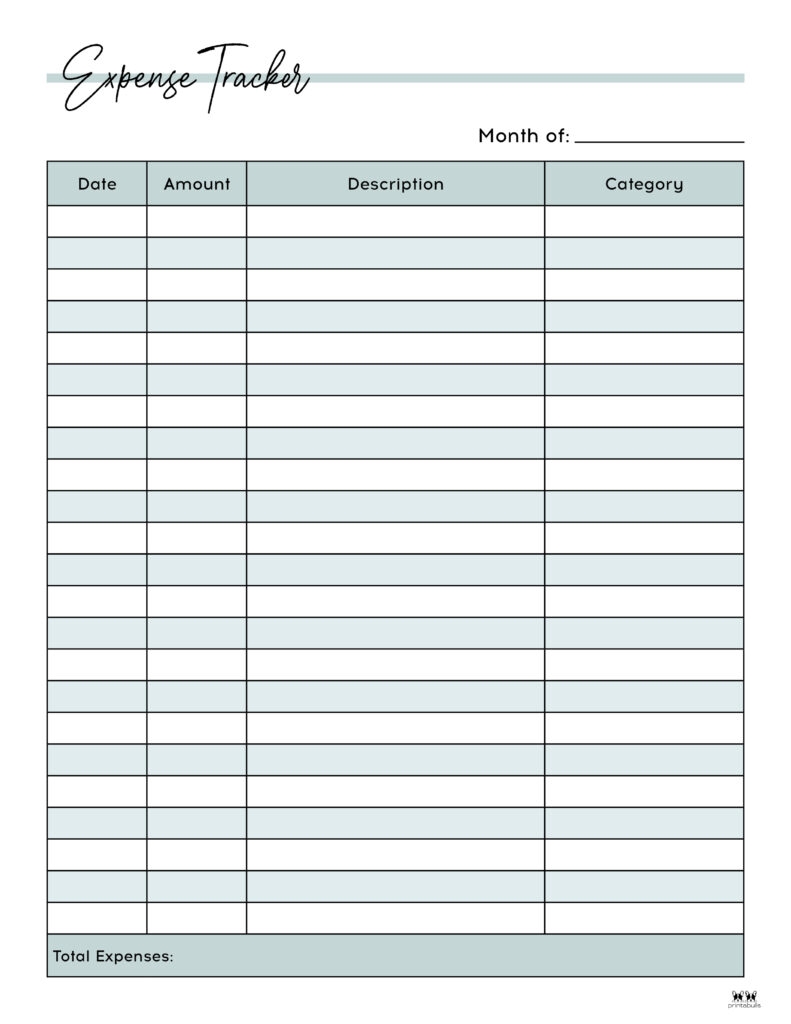 Printable Expense Worksheet