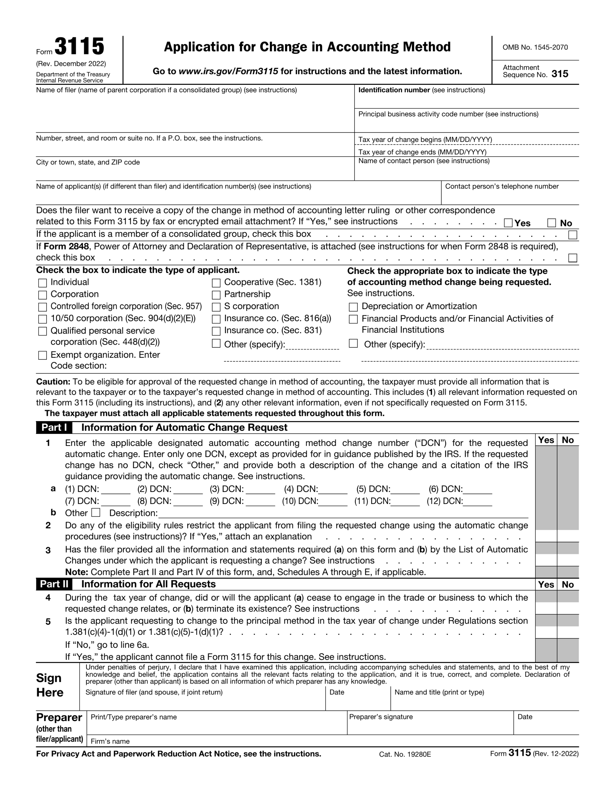 Form 3115 2024 2025 Fill Official Forms Online PDF Guru