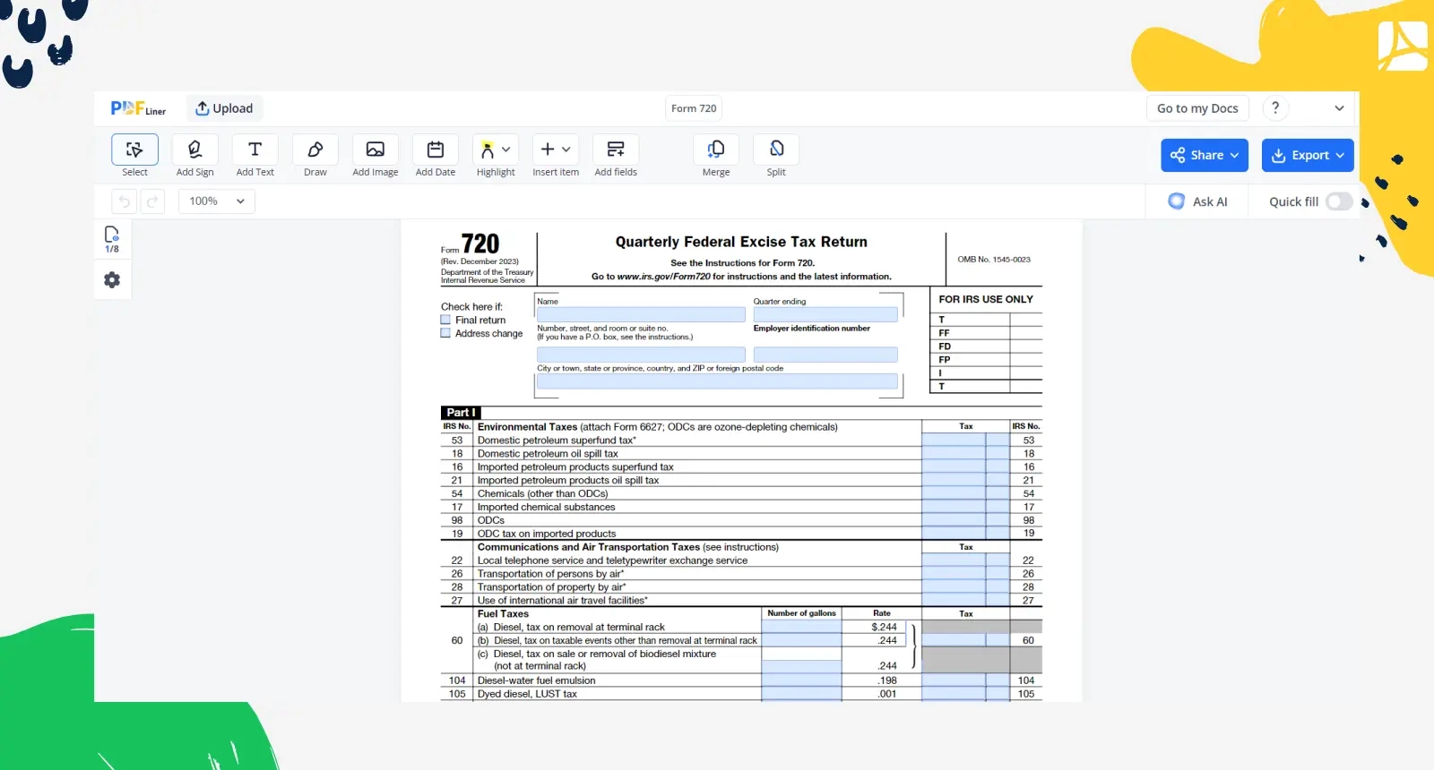 Printable Irs 720 Form
