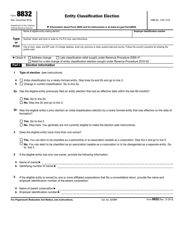 Form 8832 PDF Finance amp Money Management