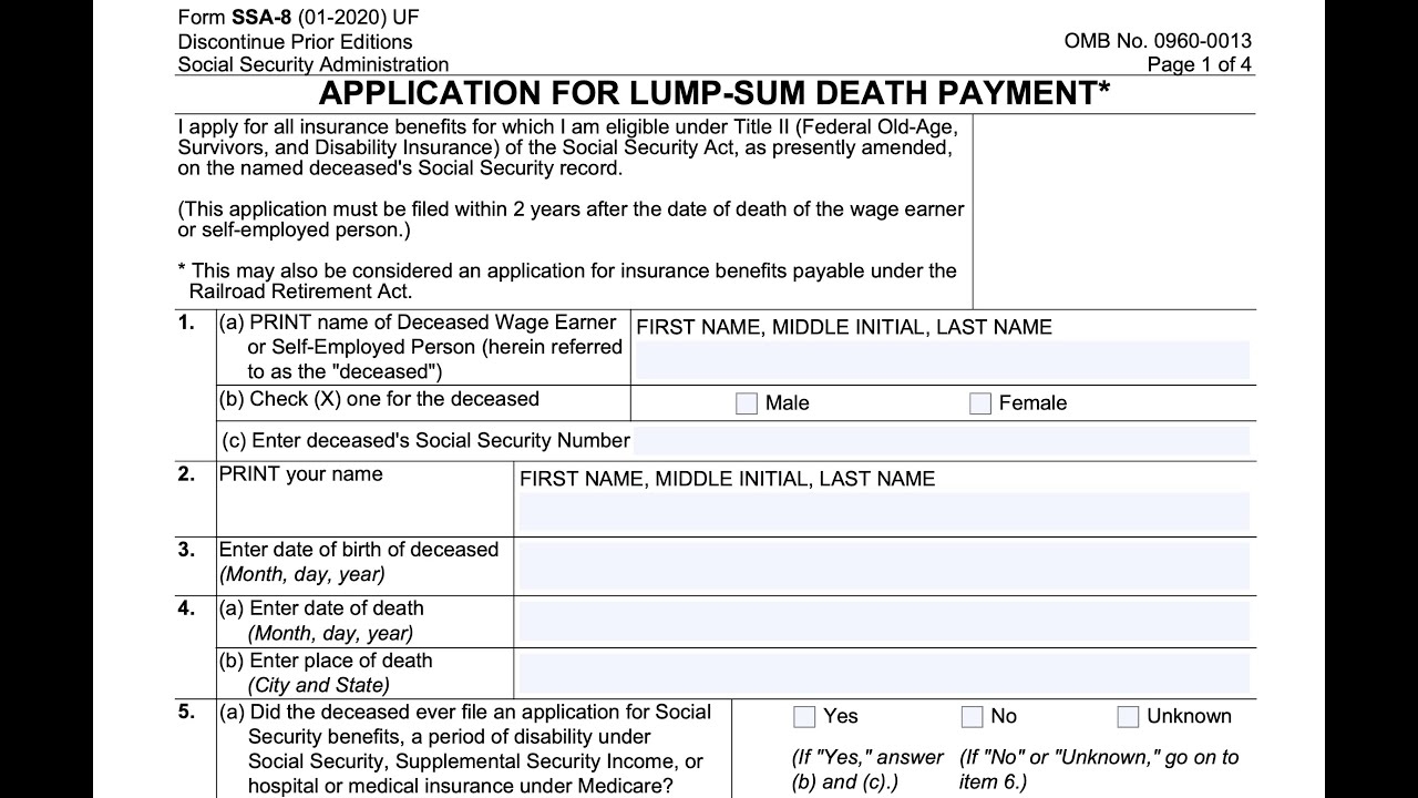 Social Security Form Ss 8