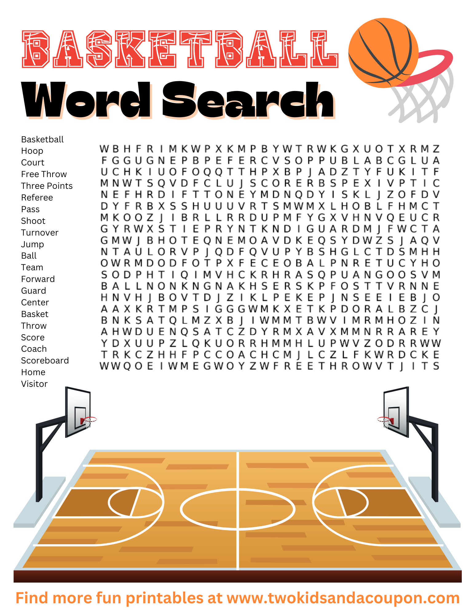 Free Basketball Word Search Printable Game CheapThriftyLiving