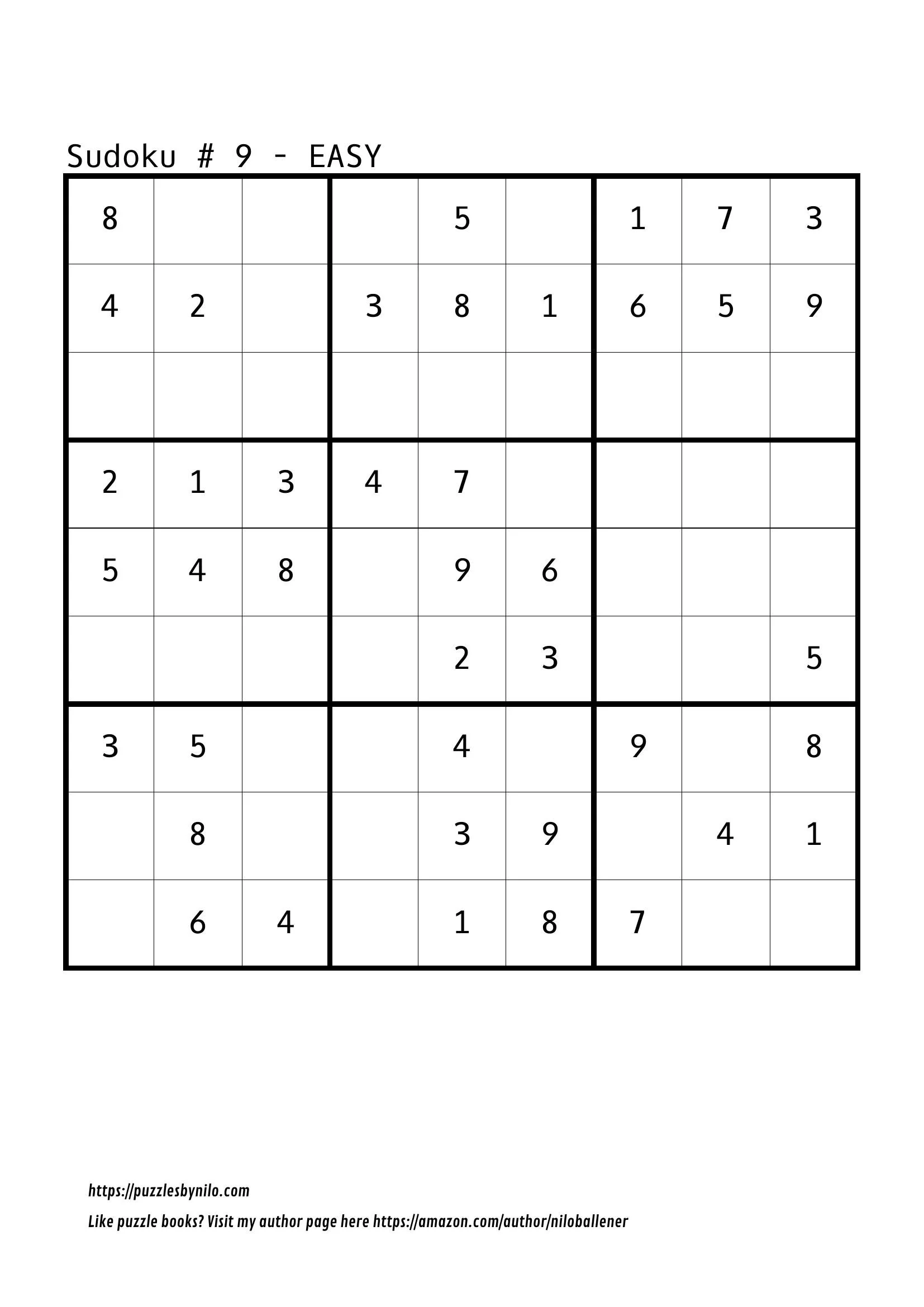 Free Printable Easy Sudoku Puzzles
