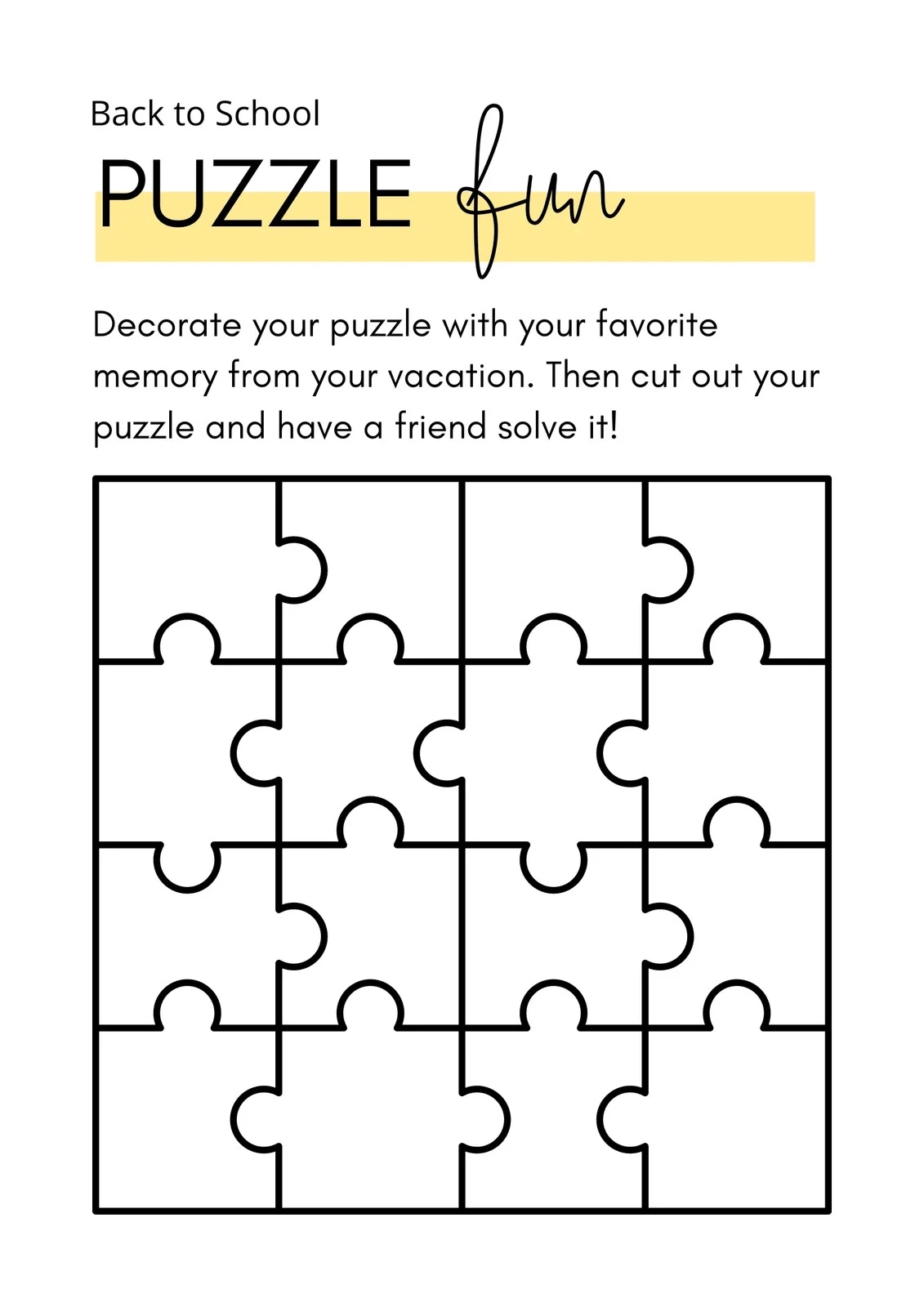 Free Printable Blank Puzzle