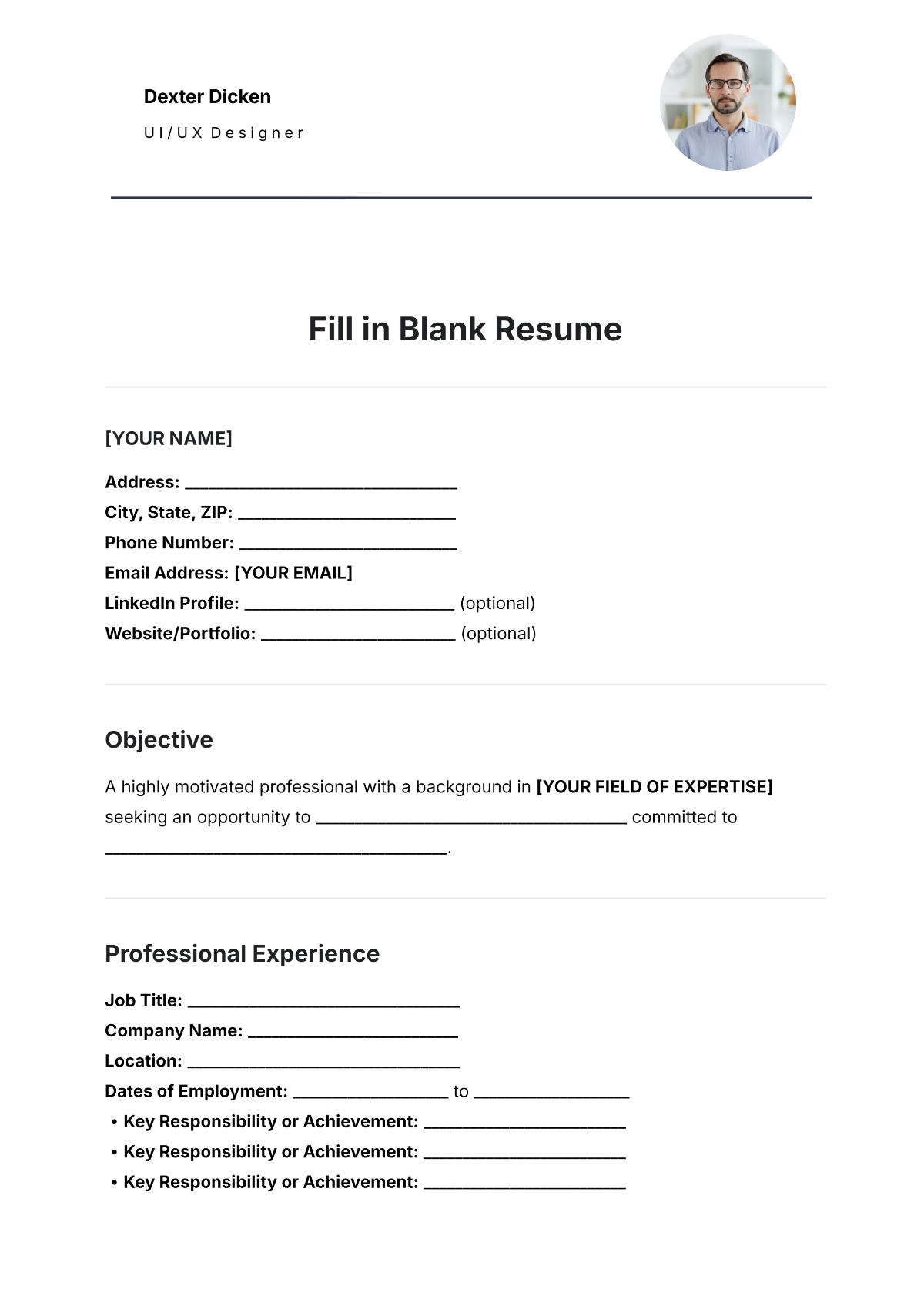 Blank Resume Templates Free Printable Form