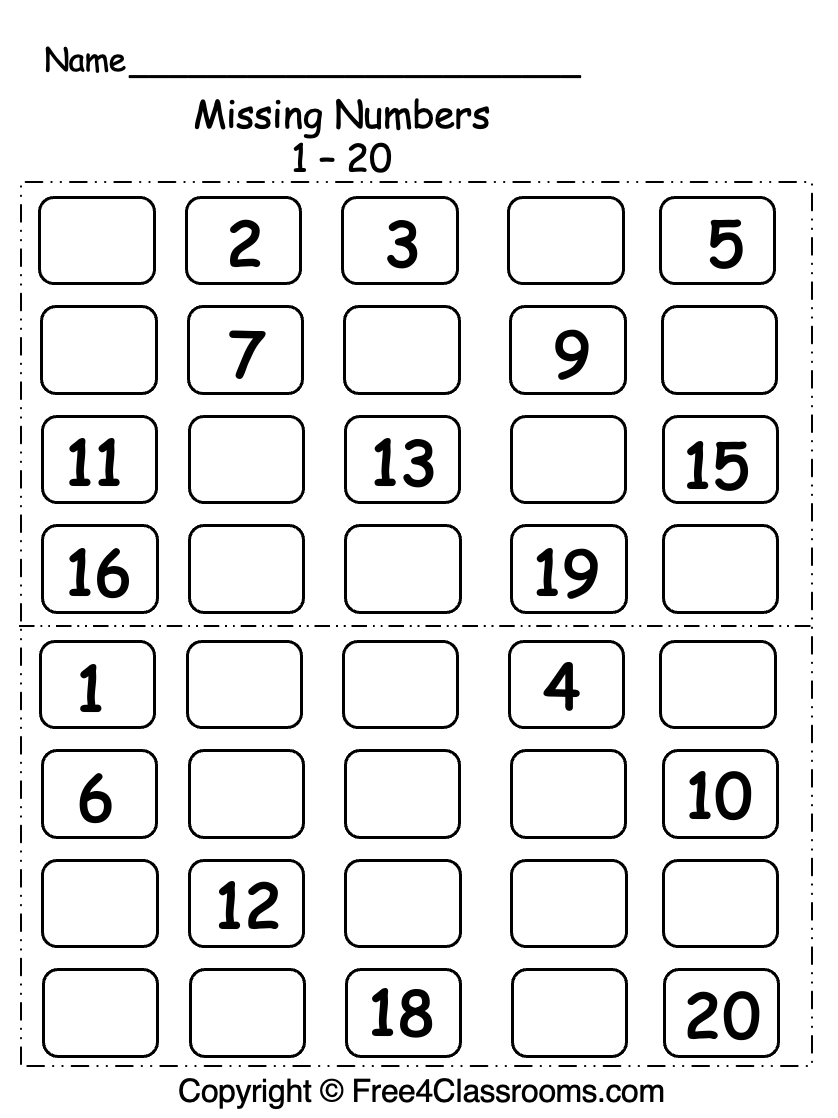 Free Missing Numbers 1 20 Worksheet Free Worksheets 