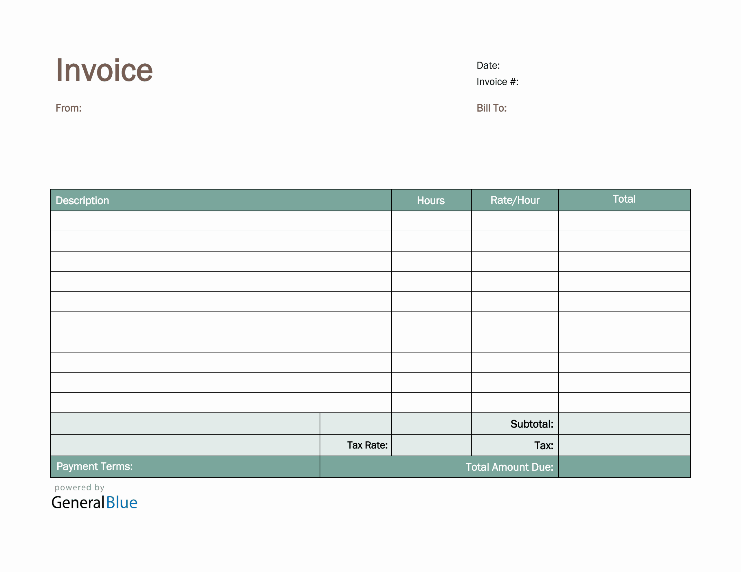 Blank Invoice Template Printable