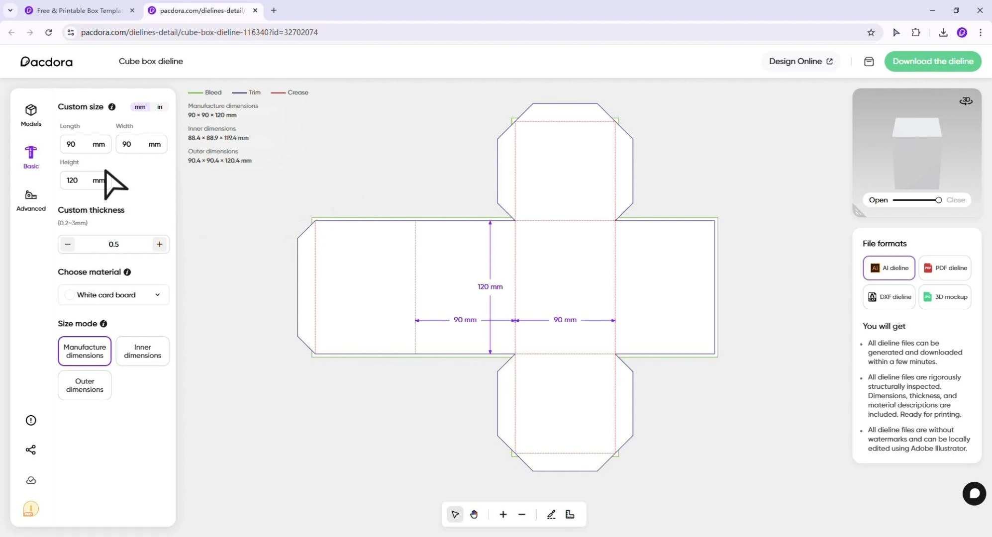 Printable Cube Template