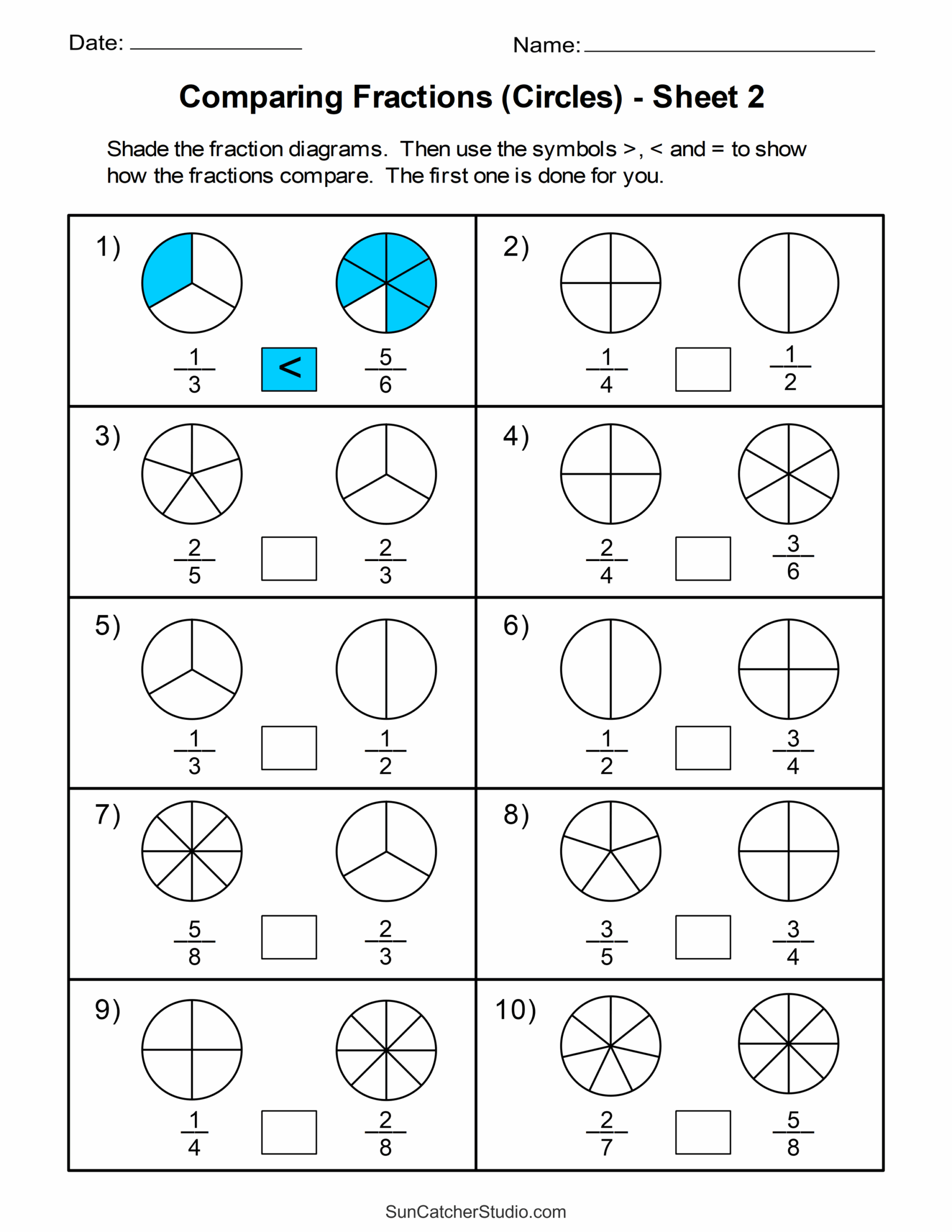 Fractions Worksheets Printable