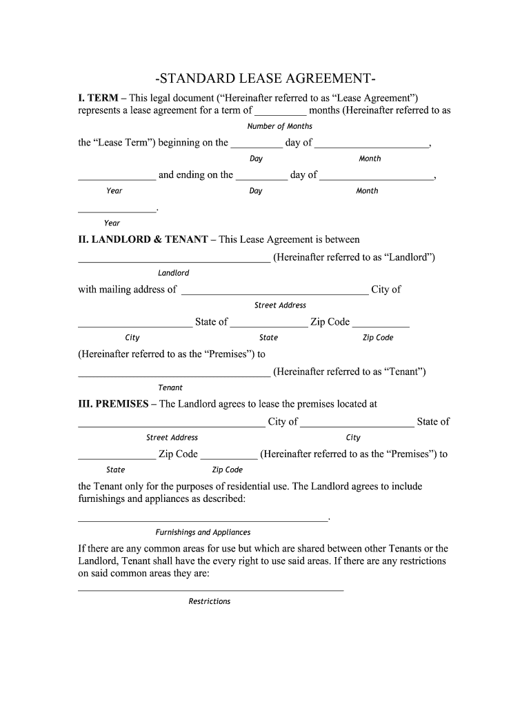 Printable Lease Template