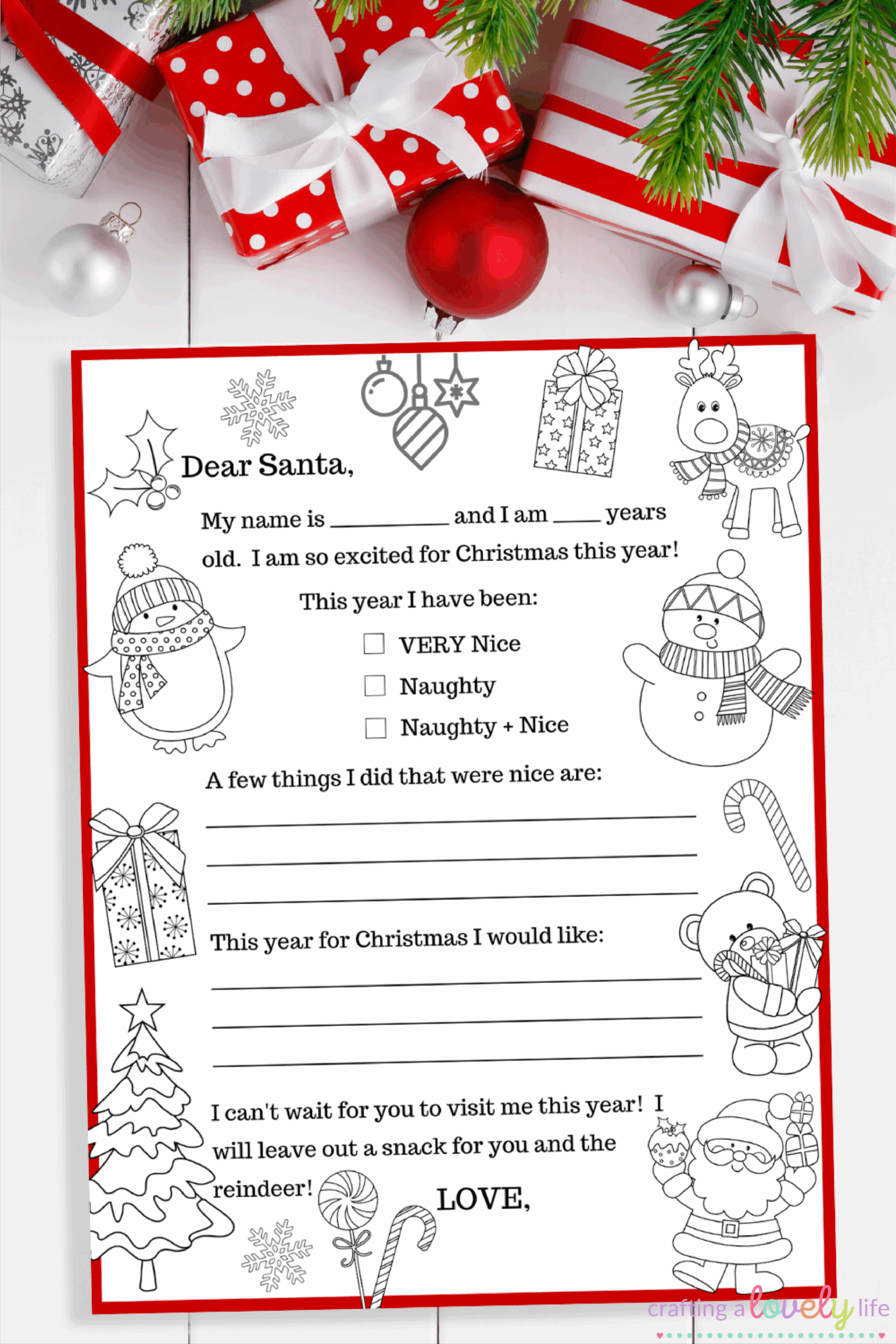 Printable Coloring Letter To Santa Template