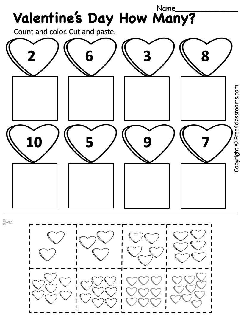 Free Printable Preschool Worksheet Valentines Day Cut And Paste 