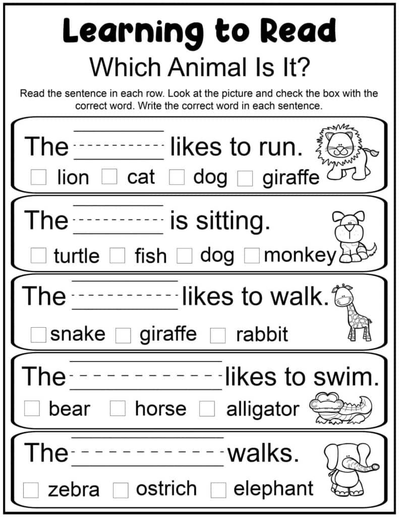 Free Printable First Grade Reading Worksheets
