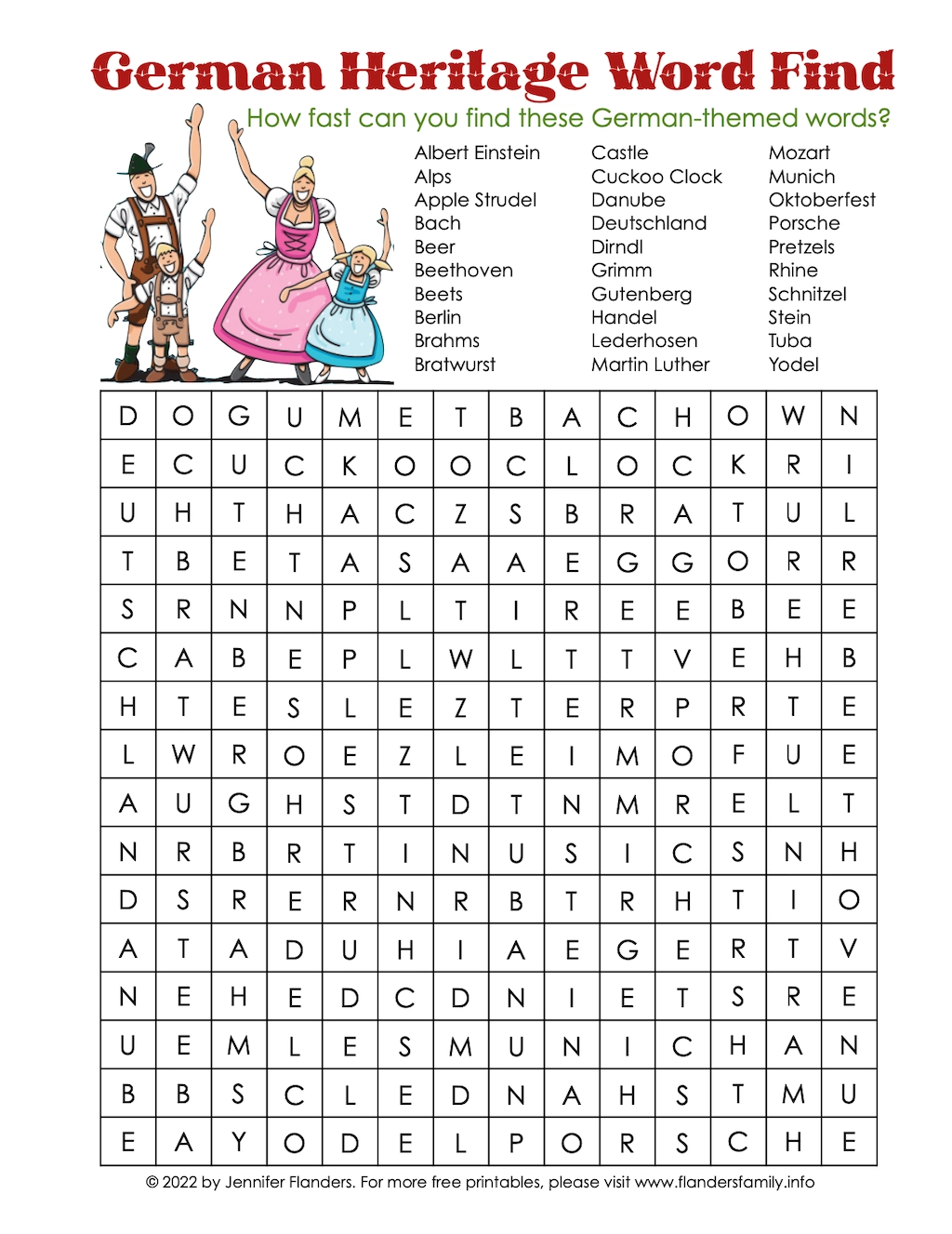 German Word Search Puzzles Printable