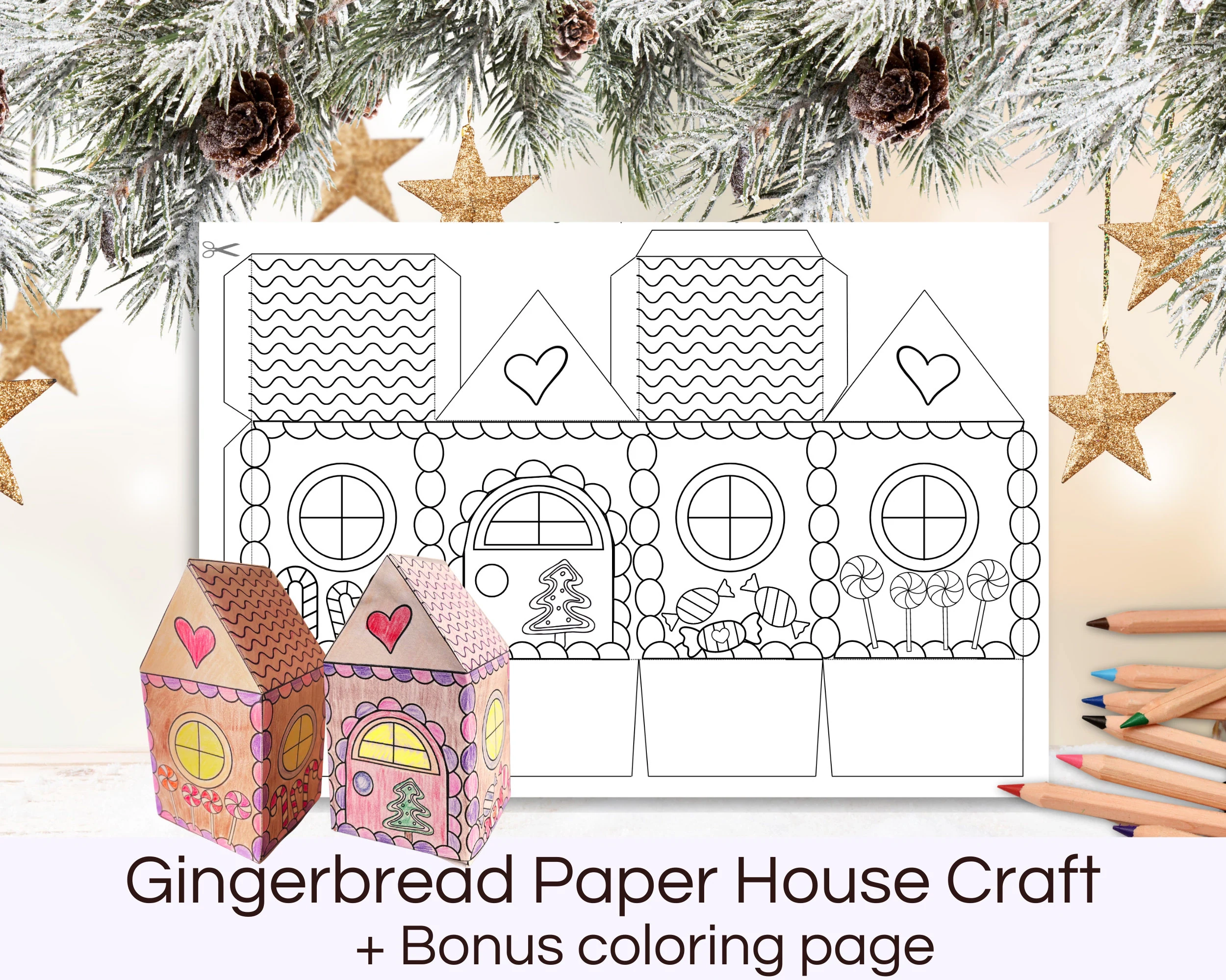 Paper Printable Gingerbread House Template