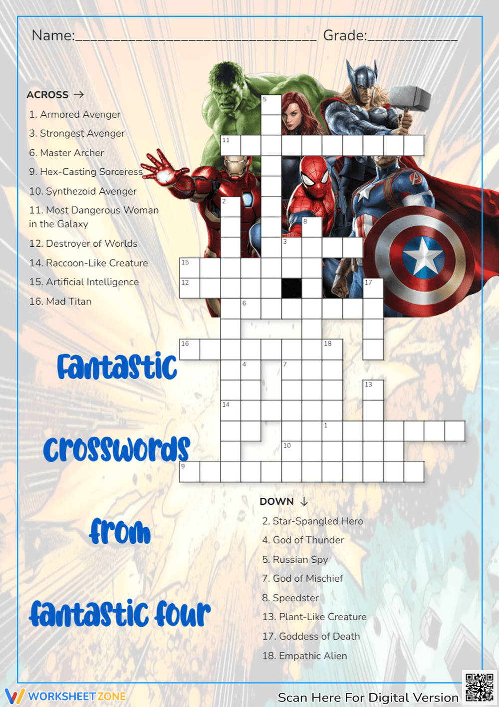 Captain Marvel Crossword Printable