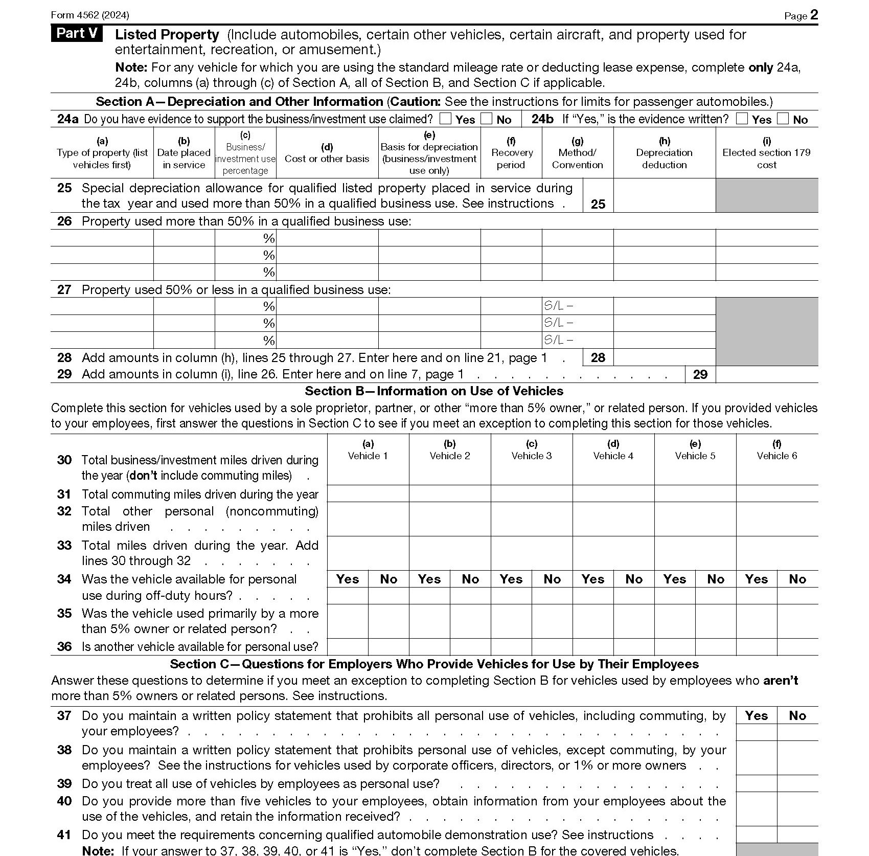 Form 4562 Depreciation Worksheet
