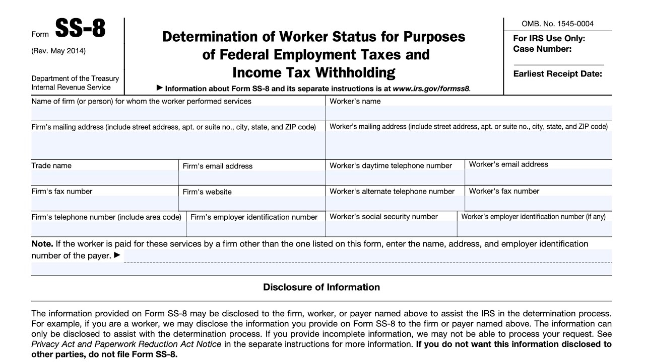 IRS Form SS 8 Walkthrough ARCHIVED COPY READ COMMENTS ONLY