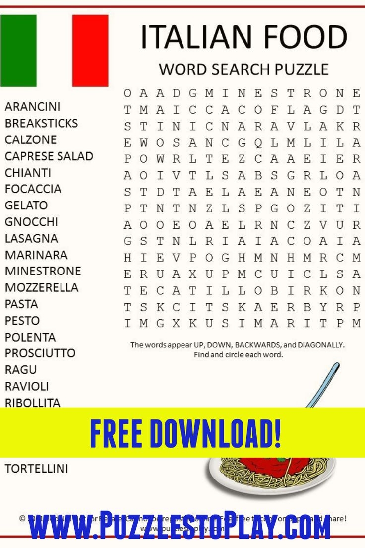 Italian Crossword Puzzles Printable