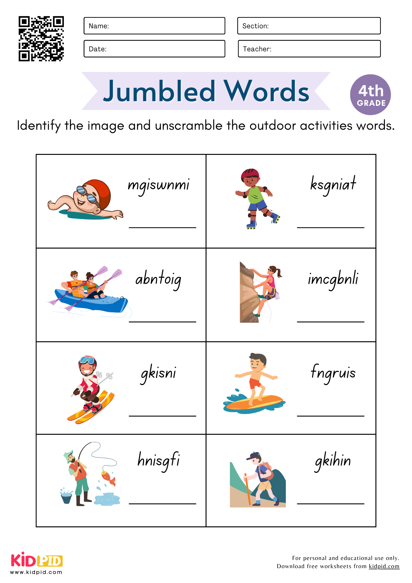 Grade 4 Language Arts Worksheets Printable