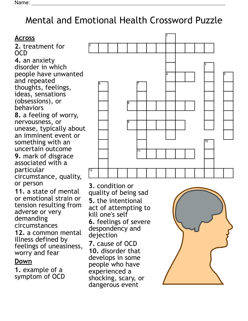 Mental Health Crossword Puzzles Printable Pdf