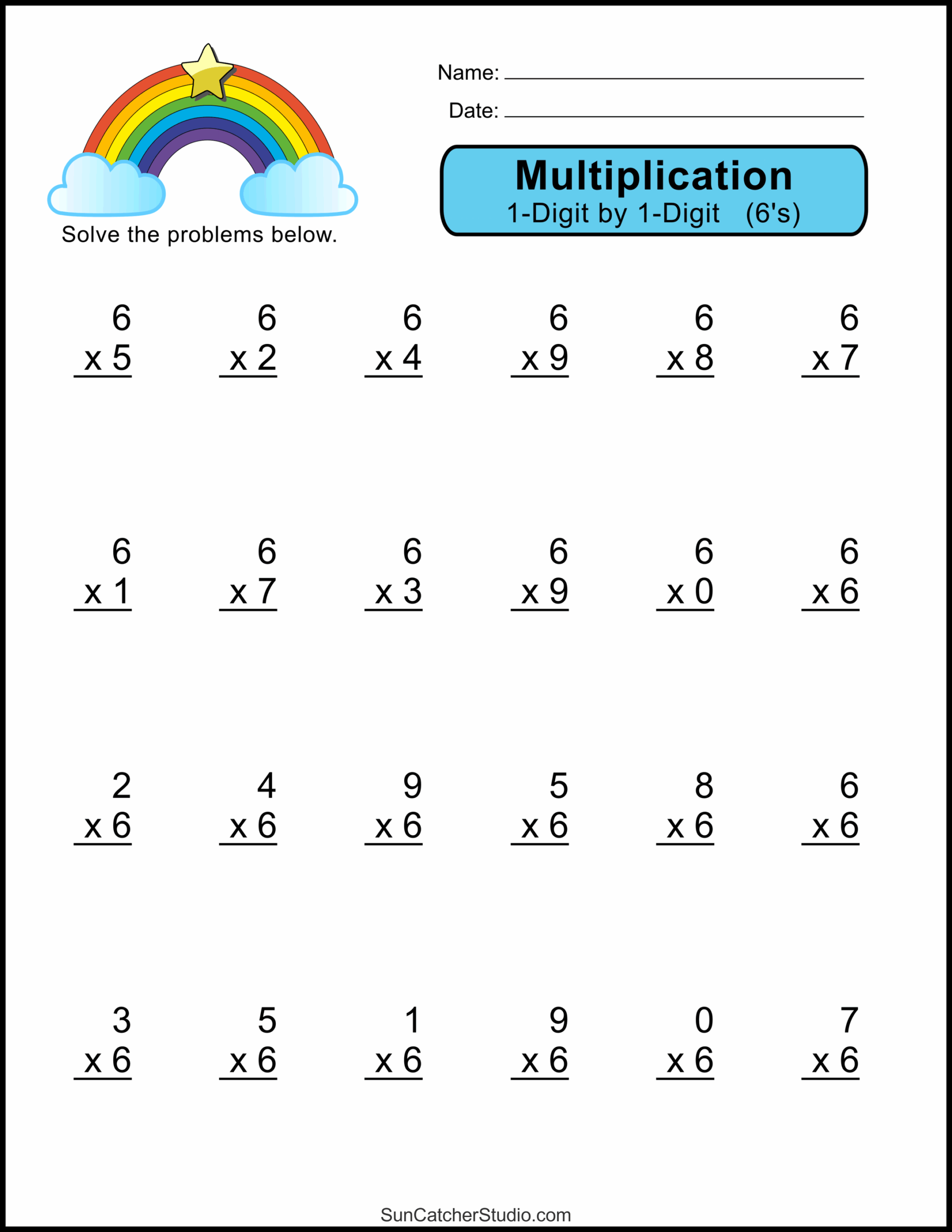 Free Printable Multiplication Worksheet