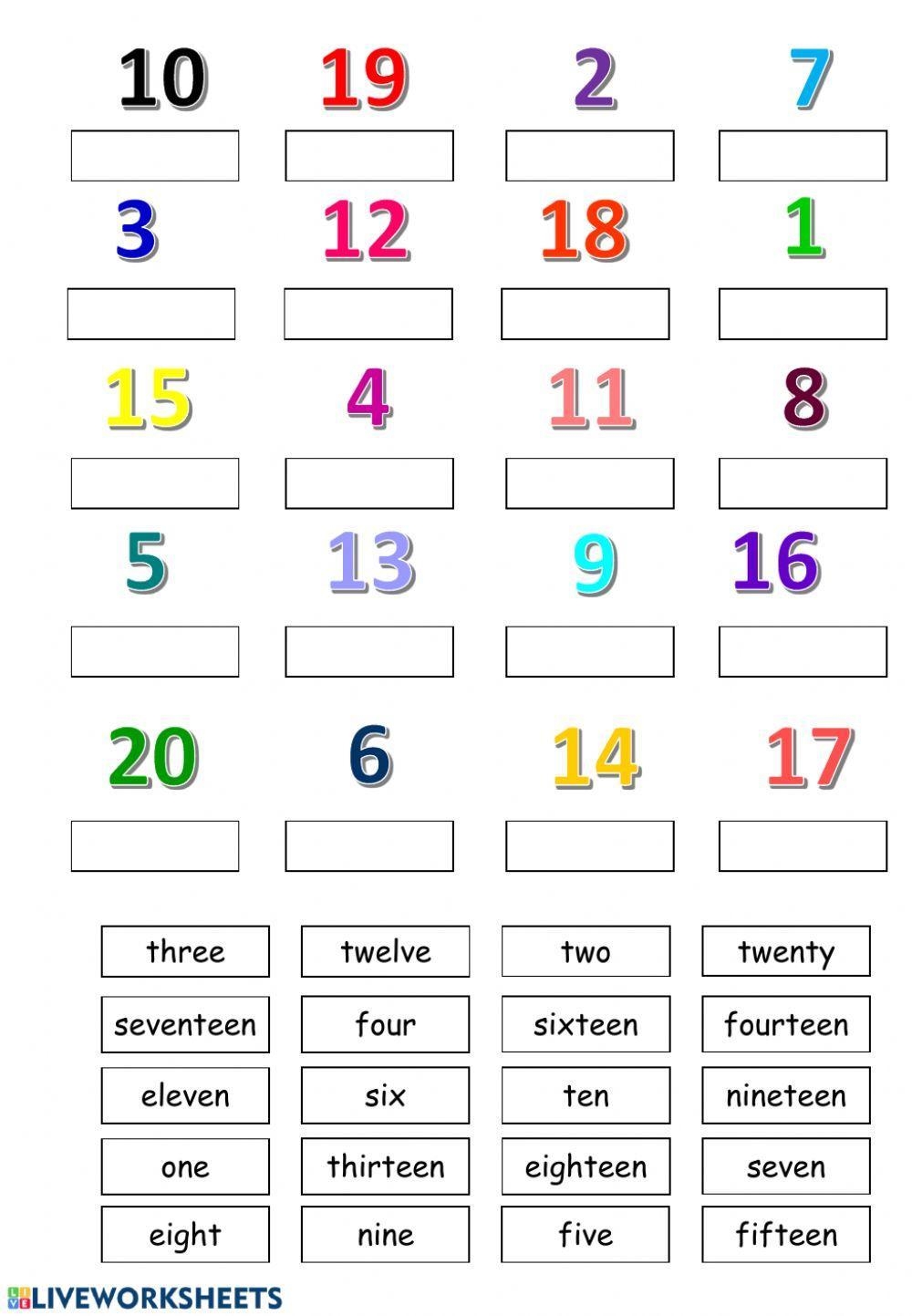Numbers 1 20 ESL Worksheets 56338
