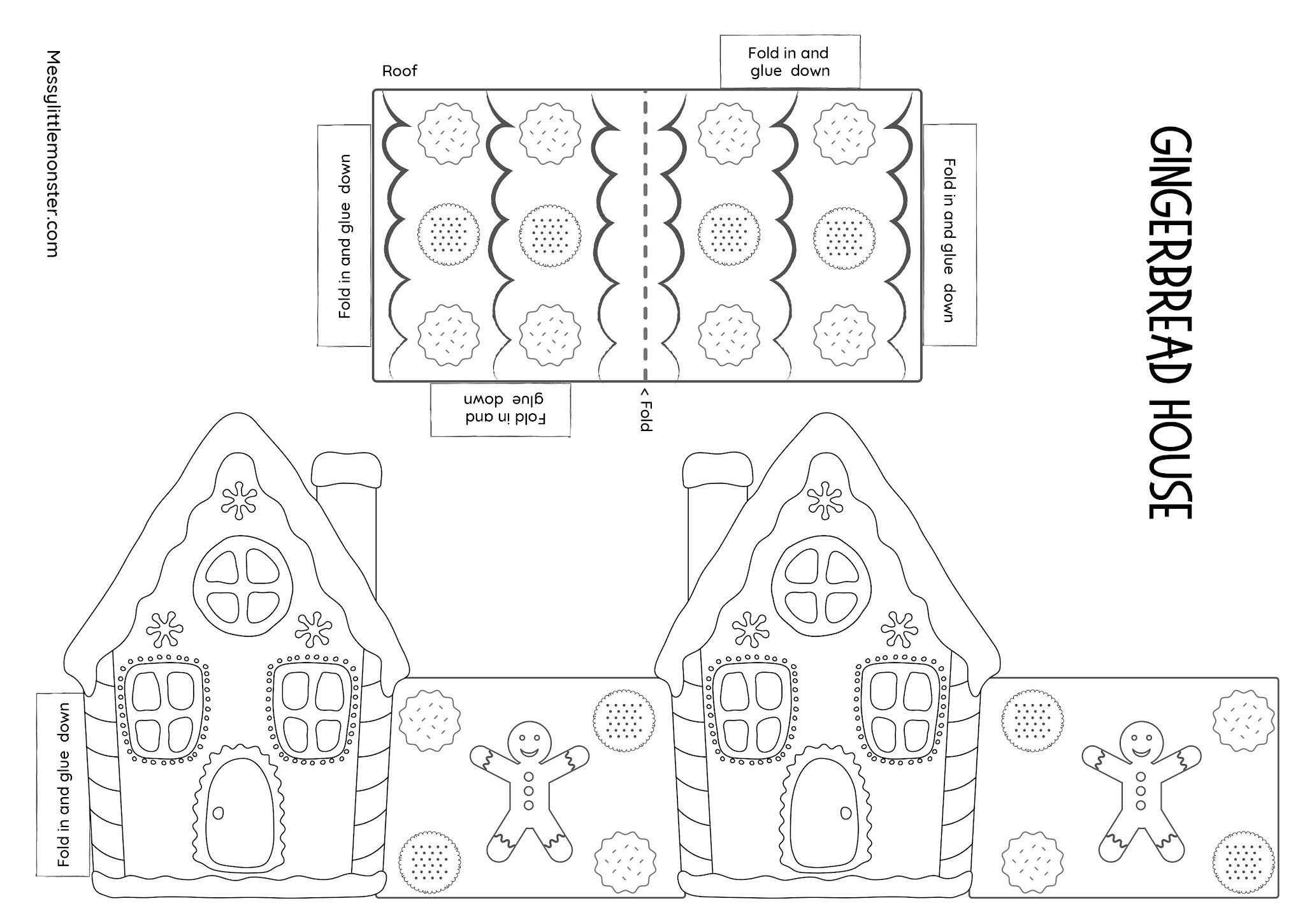 Paper Gingerbread House template Included Messy Little Monster