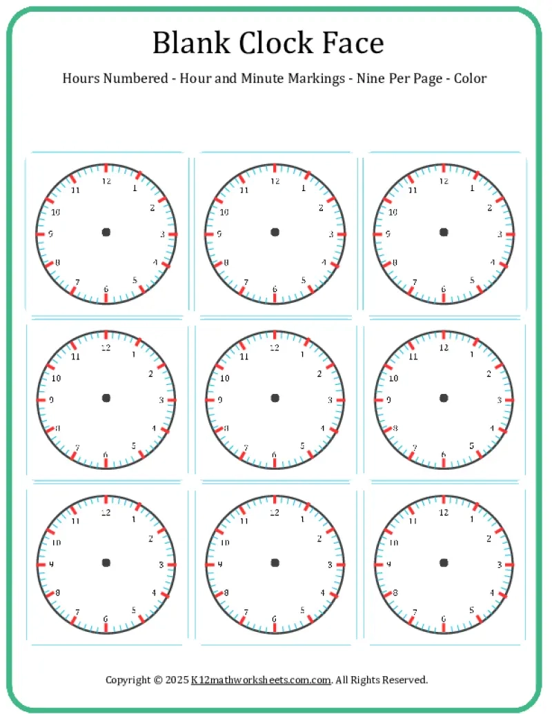 Printable Blank Clock Face Templates