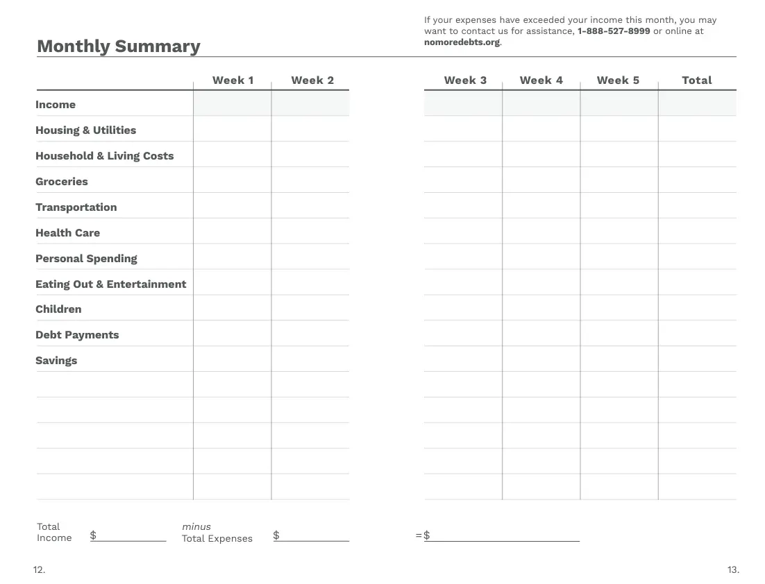 Free Printable Income And Expense Sheet