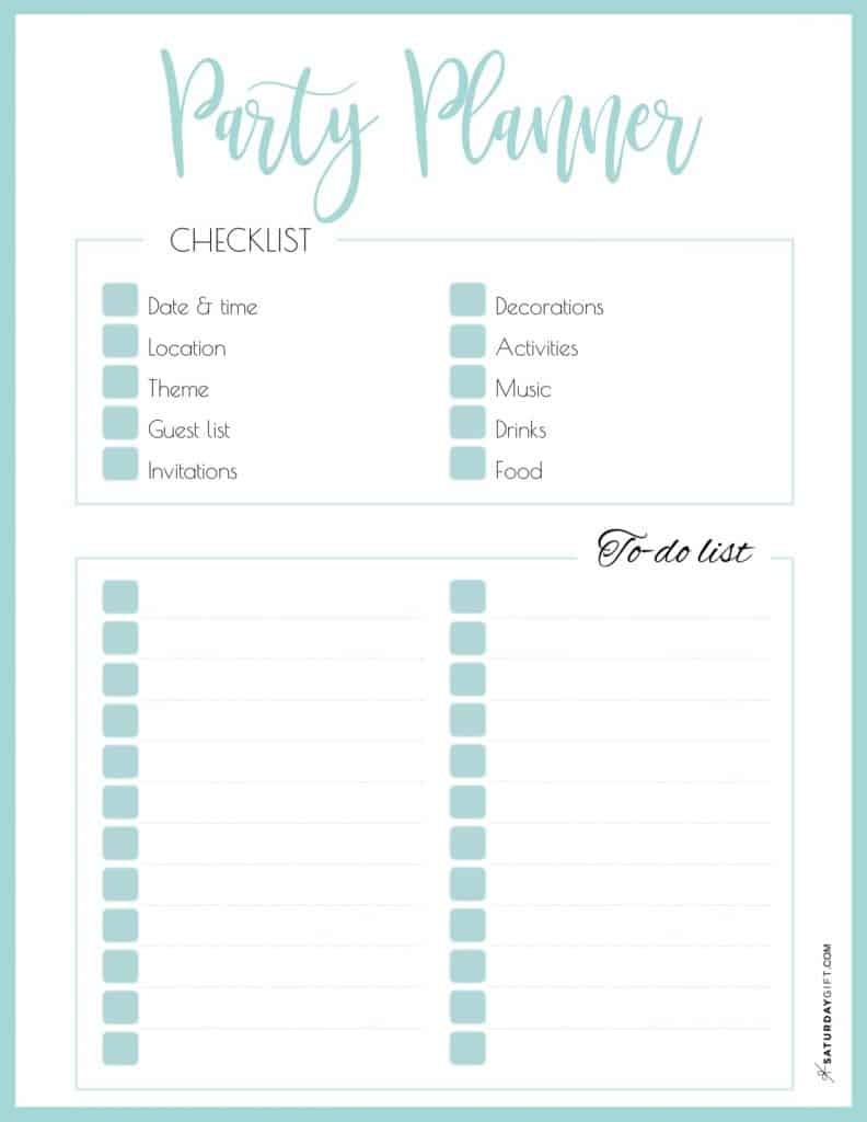 Free Printable Party Planning Template