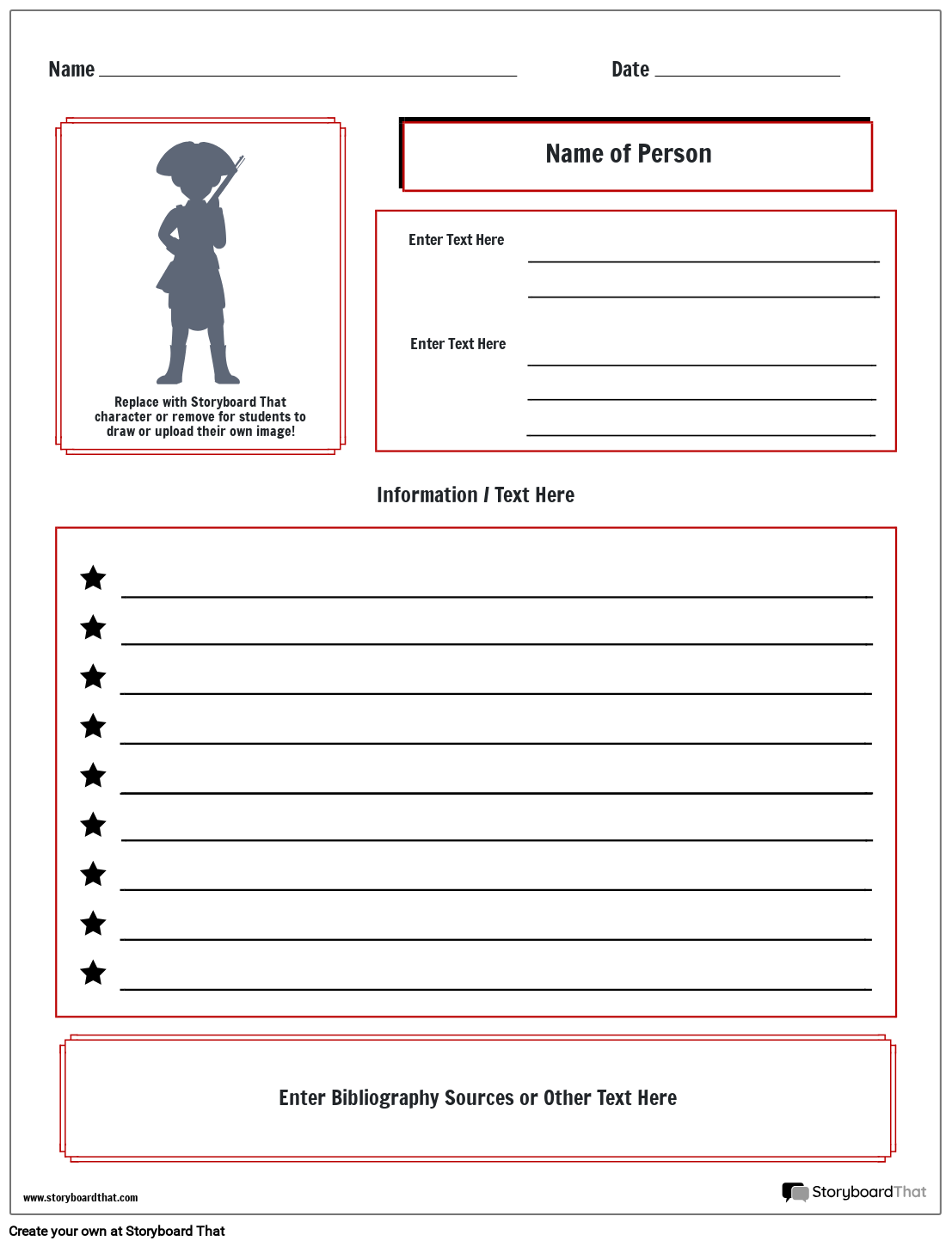 Storyboard That Biography Worksheet Templates