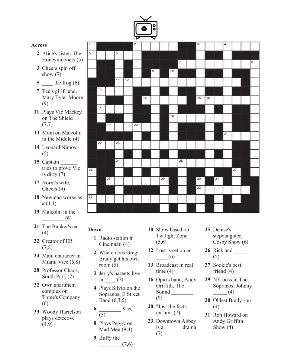 Printable Tv Guide Crossword Puzzles