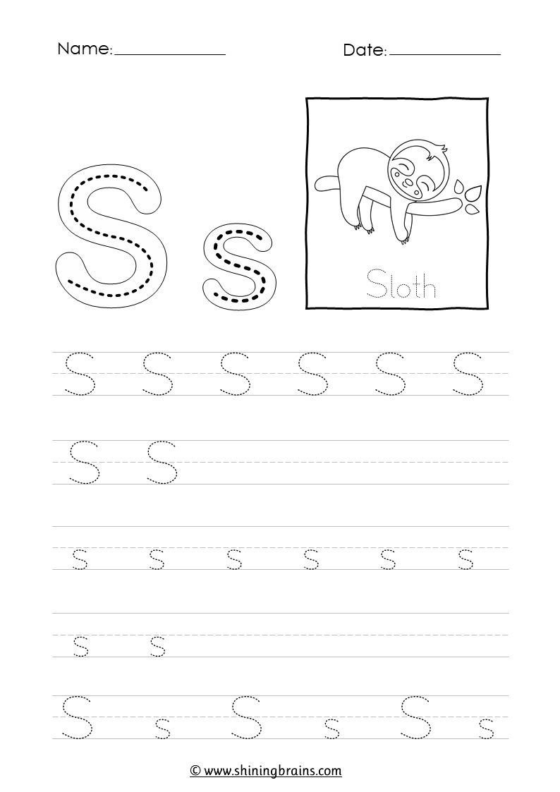 Free Printable Letter S Tracing Worksheets