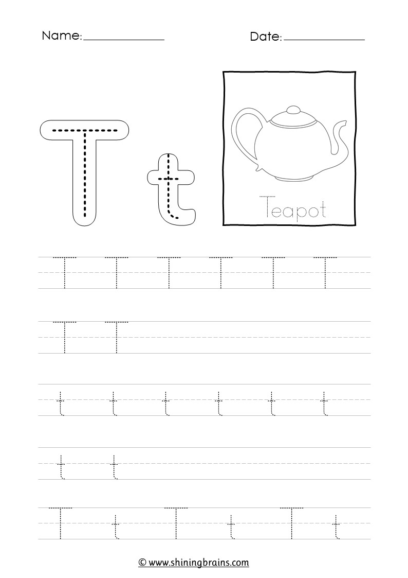 Printable Letter T Tracing Worksheets